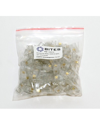 US010A (100шт). Телефонный разъем 4P4C (RJ-11). 5bites в Копейске