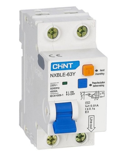NXBLE-63Y (R) 1п+N C 6А 30мА электронный тип AC 4.5кА CHINT (105540). Автоматический выключатель дифференциального тока. CHINT в Копейске