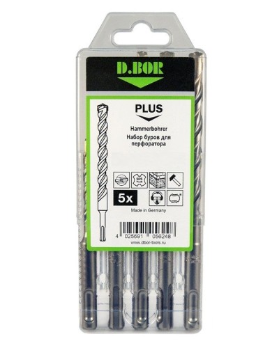 Набор буров SDS-plus V PLUS 5шт, 2-cutting (242030): Набор буров SDS-plus (6х110 мм; 6,8,10,12х160 мм) в Копейске