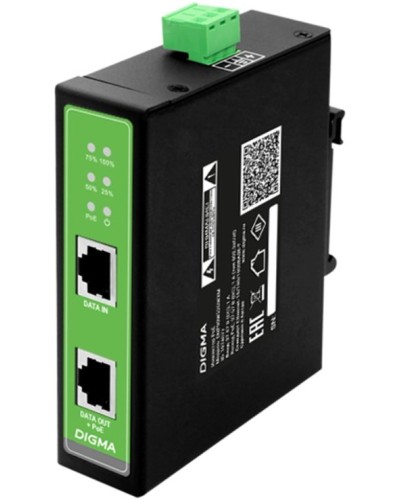 DNP30W48GDXM 10/100/1000BASE-T 30Вт 37-57В(DC). Инжектор PoE. Digma в Копейске