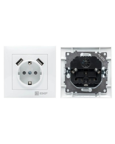 Валенсия розетка 1-местная с/з 16А (EWR16-028-10-2USB). Розетка 1-местная с/з 16А. EKF в Копейске