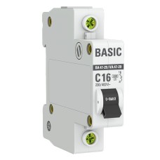 Автоматический выключатель 1P 16А (C) 4,5кА ВА 47-29 Basic (mcb4729-1-16C). Автоматический выключатель. EKF