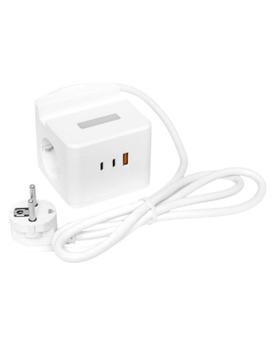 Удлинитель Куб 2 гнезда USB + 2Type C с быстрой зарядкой, подставкой под телефон и ночником 1,3 метра 1мм2. Удлинитель Куб. EKF в Копейске