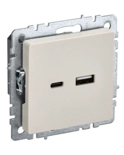Розетка USB A+C 18Вт РЮ11-1-БрКр бежевый BRITE (BR-U22-018-K10). Розетка USB. IEK в Копейске