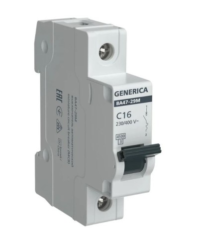 GENERICA ВА47-29М 1P C 16А 4,5кА (MVA21-1-016-C-G). Автоматический выключатель. IEK в Копейске