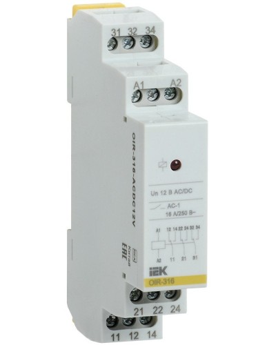 Реле промежуточное модульное OIR 3 контакта 16А 230В AC (OIR-316-AC230V). Реле промежуточное модульное. IEK в Копейске