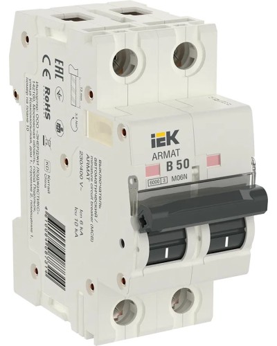 M06N 2P B 50А 6кА ARMAT (AR-M06N-2-B050). Автоматический выключатель. IEK в Копейске