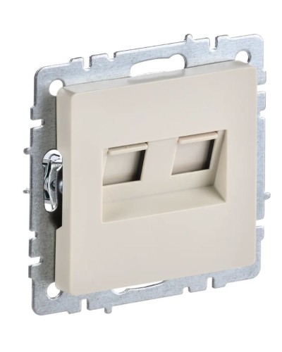 Розетка RJ45 РК10-2-БрКр кат.5E, бежевый BRITE (BR-K20-1-K10). Розетка компьютерная двойная. IEK в Копейске