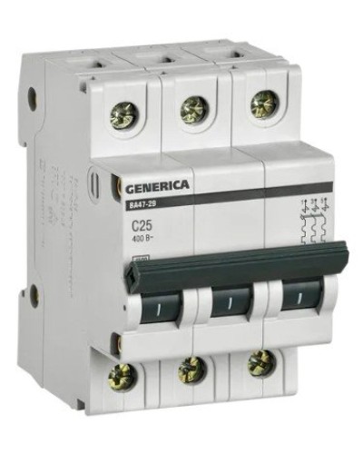 GENERICA ВА47-29 3P C 25А 4,5кА (MVA25-3-025-C). Автоматический выключатель. IEK в Копейске