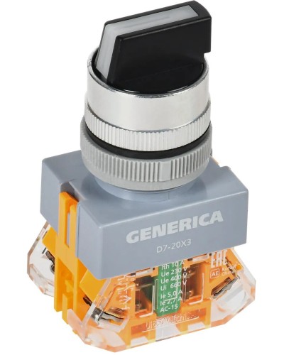 Переключатель D7-20X3 на 3 положения черный GENERICA (BSW50-20X3-3-21-3-K02-G). Переключатель. IEK в Копейске