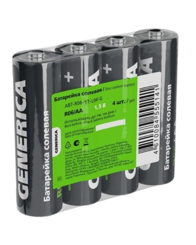 Батарейка солевая R06/AA GENERICA (4 шт) (ABT-R06-ST-L04-G). Батарейка солевая. IEK в Копейске
