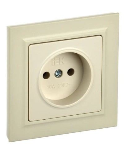 Розетка без з/к в сборе РСР10-1-0-БрКр бежевый BRITE (BR-R10-10-K10-F). Розетка без заземления без защитных шторок. IEK в Копейске