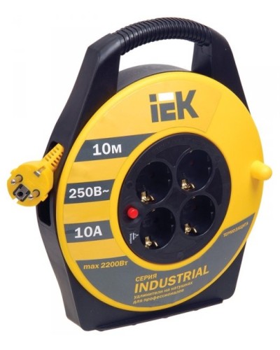 УК10 4 места, 10м (WKP14-10-04-10). Удлинитель на катушке Industrial. IEK в Копейске