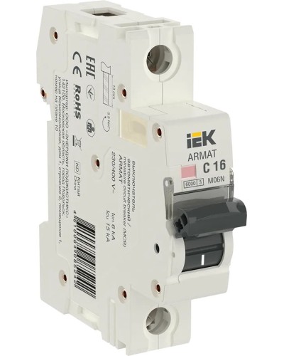 M06N 1P C 16А 6кА ARMAT (AR-M06N-1-C016). Автоматический выключатель. IEK в Копейске