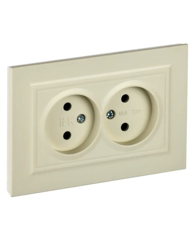 Розетка 2-местная без з/к РС12-2-БрКр бежевый BRITE (BR-R20-10-K10-F). Розетка без заземления без защитных шторок в сборе. IEK в Копейске