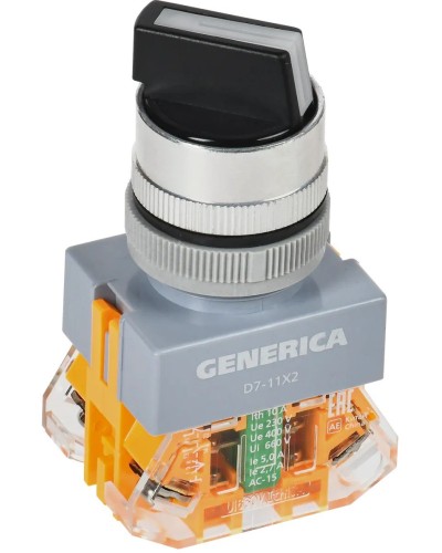 Переключатель D7-11X2 на 2 положения черный GENERICA (BSW50-11X2-3-21-2-K02-G). Переключатель. IEK в Копейске