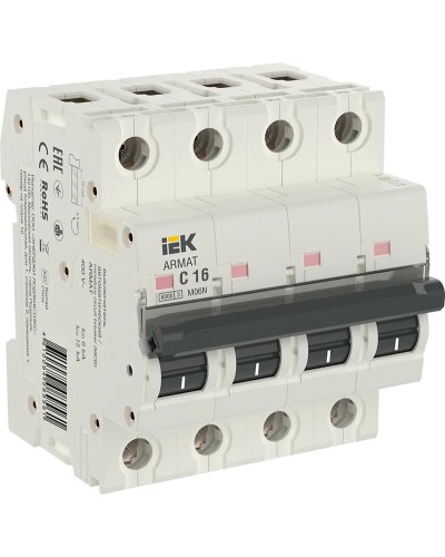 M06N 4P C 16А 6кА ARMAT (AR-M06N-4-C016). Автоматический выключатель. IEK в Копейске