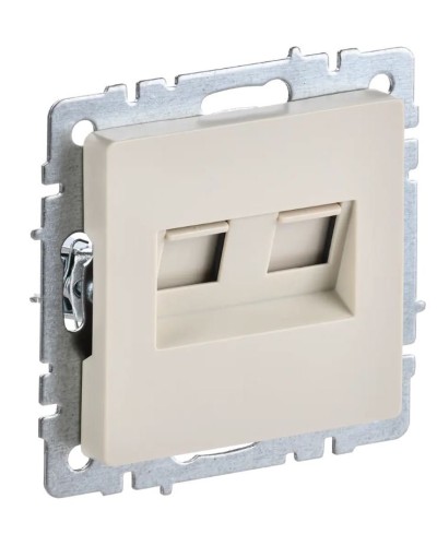 Розетка RJ11+RJ45 РК/Т12-БрКр бежевый BRITE (BR-KT20-O-1-K10). Розетка двойная. IEK в Копейске