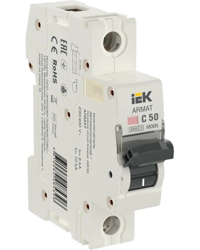 M06N 1P C 50А 6кА ARMAT (AR-M06N-1-C050). Автоматический выключатель. IEK в Копейске