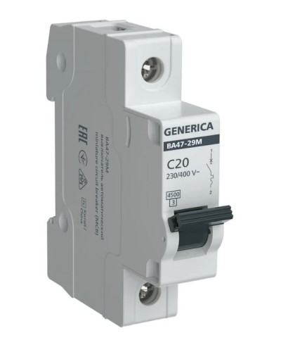 GENERICA ВА47-29М 1P C 20А 4,5кА (MVA21-1-020-C-G). Автоматический выключатель. IEK в Копейске