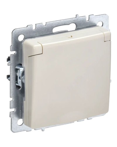Розетка с з/к РСбш10-3-44-БрКр бежевый BRITE (BR-R16-16-44-K10). Розетка с заземлением с защитными шторками и крышкой. IEK в Копейске