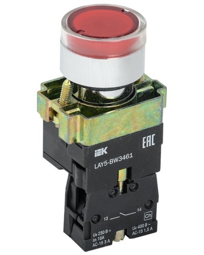 Кнопка LAY5-BW3461 с подсветкой красный 1з (BBT50-BW-K04). Кнопка с подсветкой. IEK в Копейске