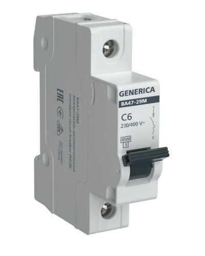 GENERICA ВА47-29М 1P C 6А 4,5кА (MVA21-1-006-C-G). Автоматический выключатель. IEK в Копейске