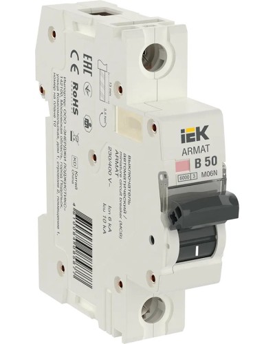 M06N 1P B 50А 6кА ARMAT (AR-M06N-1-B050). Автоматический выключатель. IEK в Копейске