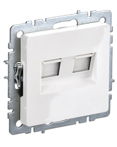 Розетка RJ45 РК10-2-БрБ кат.5E, белая BRITE (BR-K20-1-K01). Розетка компьютерная двойная. IEK в Копейске