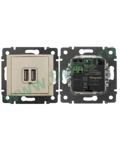 Розетка Valena двойная, USB, слоновая кость (774170). Розетка. LegranD в Копейске