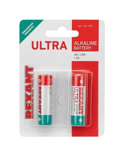Ультра алкалиновая батарейка AA/LR6 1,5 V 2 шт. блистер REXANT (30-1025). Элемент питания. Rexant в Копейске