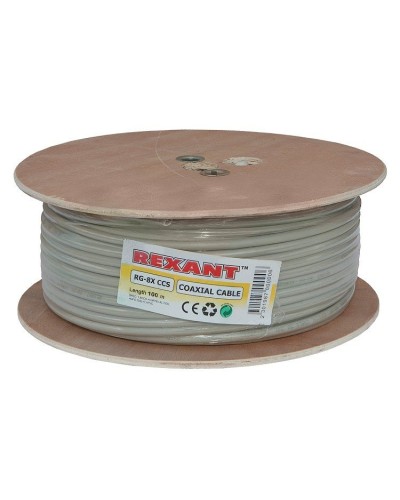 RG-8X, 50 Ом, CCS/Al/A, 75% (01-2021). Кабель коаксиальный радиочастотный. Rexant в Копейске