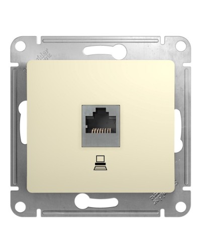 Glossa розетка RJ45 1-местная, кат. 5Е, скрытой установки, механизм, бежевый (GSL000281K). Розетка компьютерная. Systeme Electric в Копейске