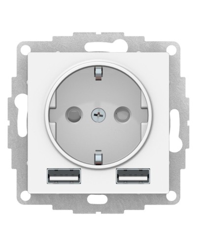 AtlasDesign розетка 1-местная с 2 USB A+A, скрытой установки, механизм, белый (ATN000130). Розетка с USB. Systeme Electric в Копейске