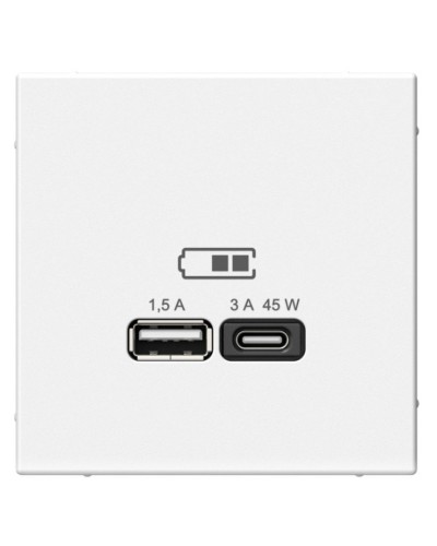 ArtGallery розетка USB тип-A+C 45Вт, скрытой установки, механизм, белый (GAL000129). Розетка USB. Systeme Electric в Копейске