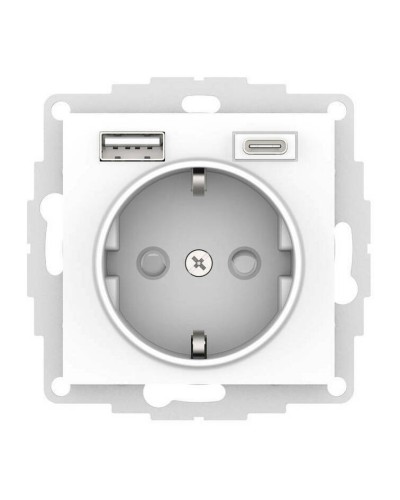 AtlasDesign розетка 1-местная с 2 USB A+C, скрытой установки, механизм, белый (ATN000132). Розетка с USB. Systeme Electric в Копейске