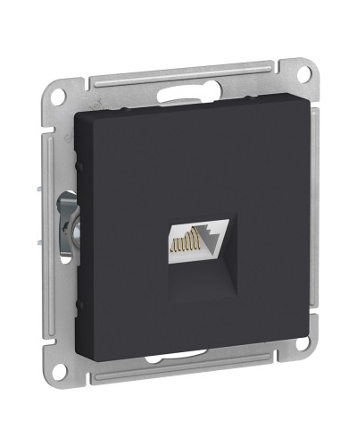 AtlasDesign розетка RJ45, кат. 5Е, 1-местная, скрытой установки, механизм, карбон (ATN001083). Розетка компьютерная. Systeme Electric в Копейске