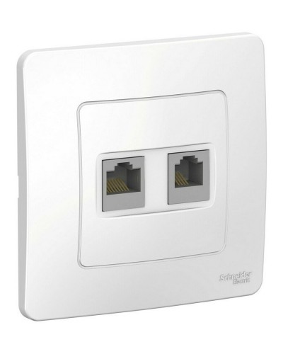 BLANCA розетка RJ45+RJ11 2-местная, кат. 5Е, скрытой установки, белый (BLNIS045111). Розетка компьютерная + телефонная. Systeme Electric в Копейске
