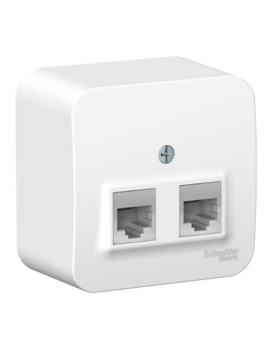 BLANCA розетка RJ11+RJ45, 2-местная, кат. 5Е, открытой установки, белый (BLNIA045111). Розетка компьютерная + телефонная с изолированной пластиной. Systeme Electric в Копейске