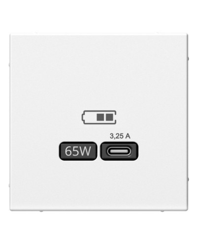 ArtGallery розетка USB тип-С 65Вт высокоскоростной заряд. QC, PD, скрытой установки, механизм, белый (GAL000127). Розетка USB. Systeme Electric в Копейске