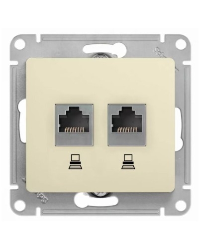 Glossa розетка RJ11+RJ45, 2-местная, кат. 5Е, скрытой установки, механизм, бежевый (GSL000285). Розетка компьютерная + телефонная. Systeme Electric в Копейске