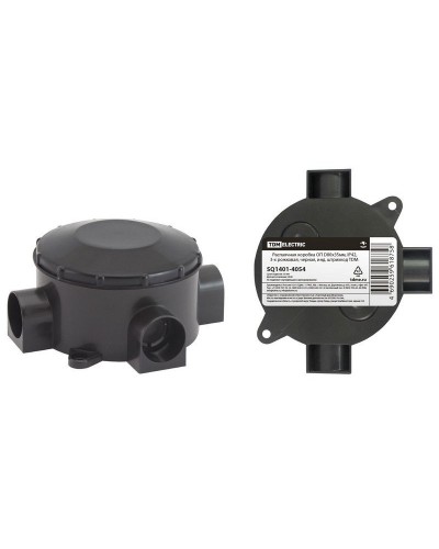 Распаячная коробка ОП D80х35мм, IP42, 3-х рожковая, черная TDM (SQ1401-4054). Распаячная коробка ОП. TDM ЕLECTRIC в Копейске
