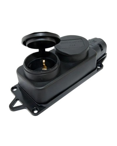 Розетка двухместная 2Р+РЕ 16А 250В IP44 (SQ0612-0037). Розетка двухместная с заглушками каучук. TDM ЕLECTRIC в Копейске