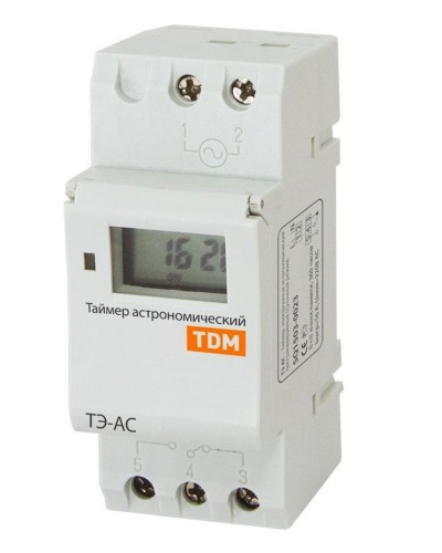 ТЭ-АС-1мин/24ч-8on/off-16А-DIN (астрономический) TDM (SQ1503-0023). Таймер электронный. TDM ЕLECTRIC в Копейске
