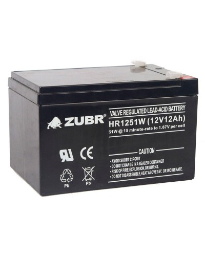 ZUBR HR 1251W (12V, 12Ah). Аккумулятор герметичный свинцово-кислотный. ZUBR в Копейске