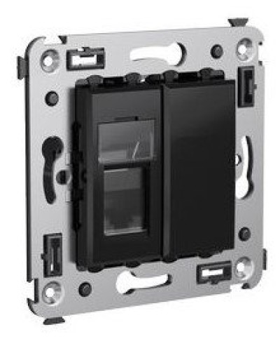 Розетка RJ-45 в стену Avanti одинарная черный квадрат (4402463). Розетка компьютерная. ДКС в Копейске