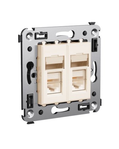 Розетка RJ-45 Avanti в стену двойная экранированная ванильная дымка (4405364). Розетка. ДКС в Копейске