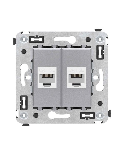 Розетка RJ-45 в стену, кат.5E, Avanti, двойная, закаленная сталь (4404664). Розетка компьютерная. ДКС в Копейске