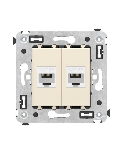Розетка RJ-45 в стену, кат.5E, Avanti, двойная, ванильная дымка (4405664). Розетка компьютерная. ДКС в Копейске