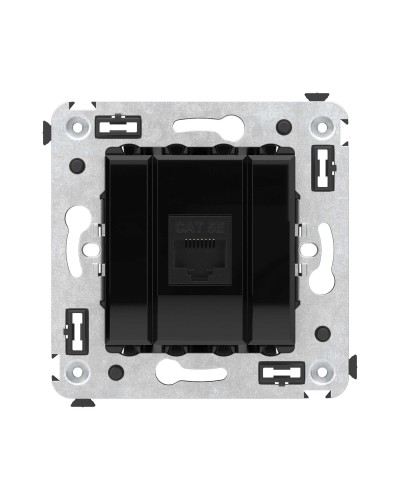 Розетка RJ-45 в стену, кат.5E, Avanti, одинарная, черный квадрат (4402663). Розетка компьютерная. ДКС в Копейске